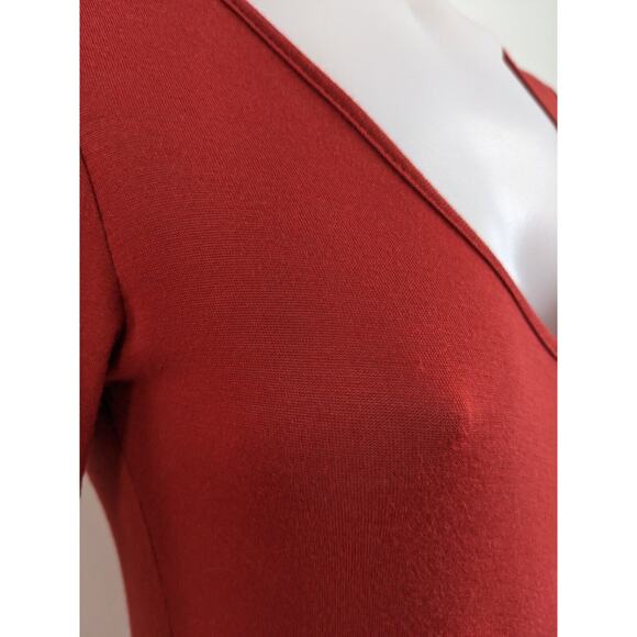 Ming Ming Size Medium Handkerchief Hem Shift Dress Red Orange Colorblock V Neck - Picture 6 of 13